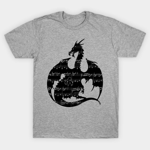 Music Dragon Silhouette T-Shirt by ferinefire